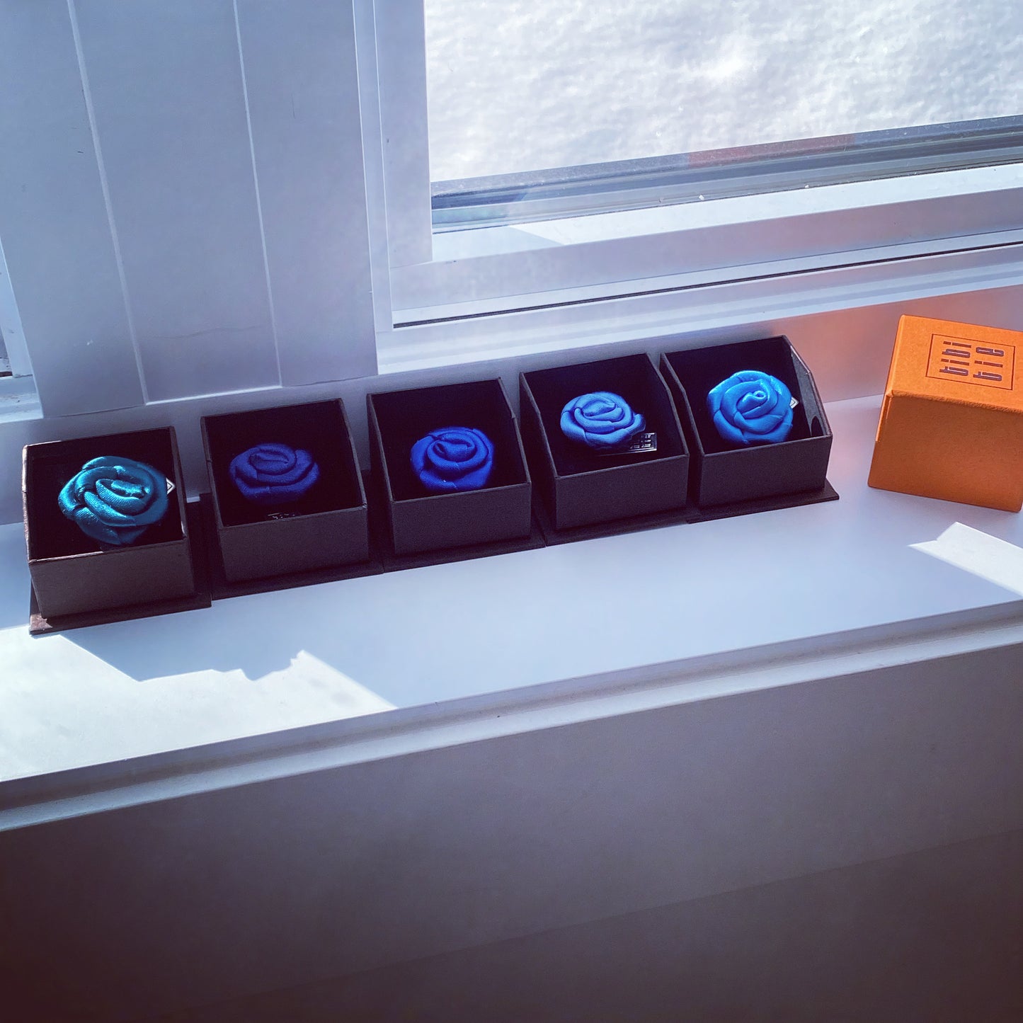 [Handmade in Tokyo]Japanese premium silk rose Pin Lapel BLUE COLLECTION