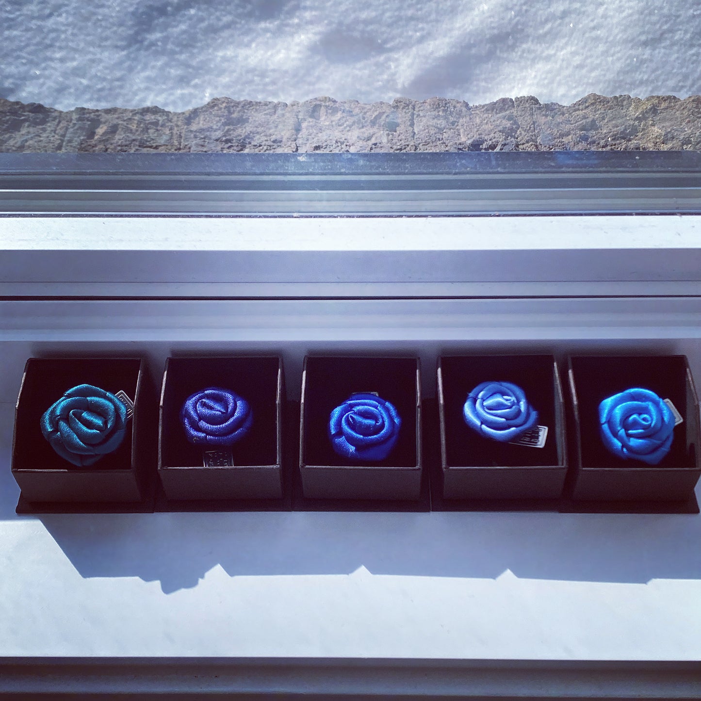 [Handmade in Tokyo]Japanese premium silk rose Pin Lapel BLUE COLLECTION